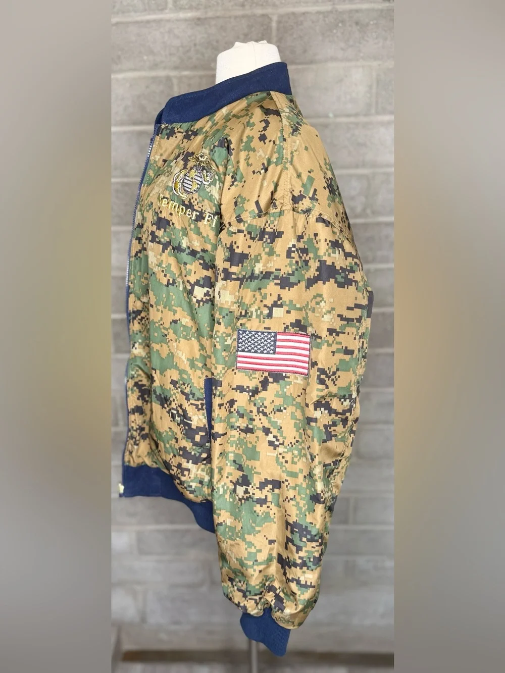 USMC Reversible Marine Corps Jacket Large Camo USA Full Zip Military Coat L